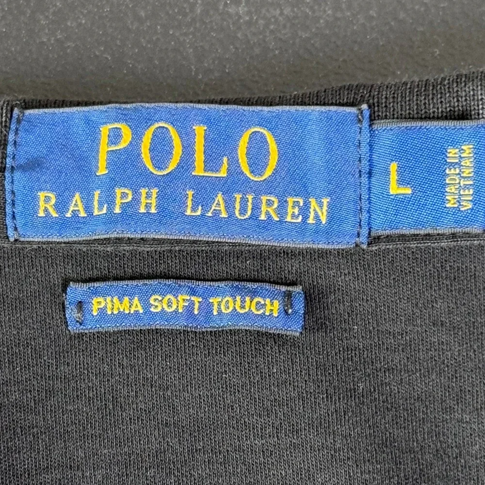Polo Ralph Lauren Mens Black Pima Soft Touch Cotton Short Sleeve Polo Shirt L